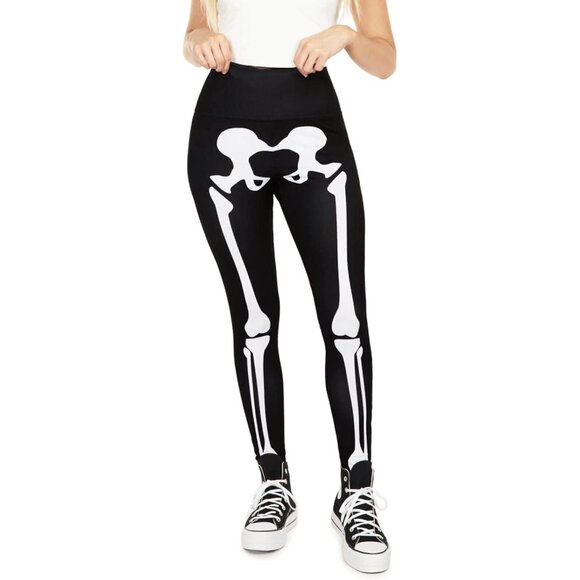 Skeleton Halloween Costumes Leggings Women High Waisted Spooky Cosplay - Picture 1 of 5